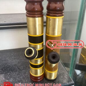 Điếu Mini Rút 28cm Trúc Bọc Đồng Trơn Siêu Ngắn - M49