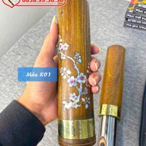 Điếu Giấu Nõ Mini 20cm Khảm Trai Gỗ Muồng – K01