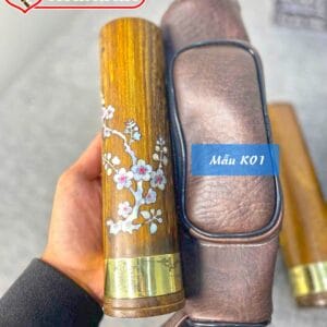 Điếu Giấu Nõ Mini 20cm Khảm Trai Gỗ Muồng – K01