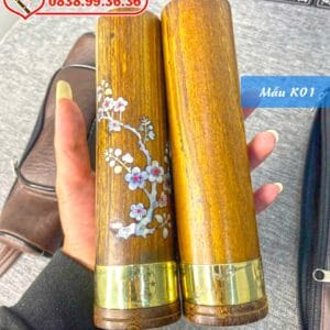 Điếu Giấu Nõ Mini 20cm Khảm Trai Gỗ Muồng – K01