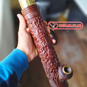 Điếu Rút Gỗ Mun Rồng Phượng 45cm