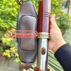 Điếu Cày Giấu Nõ 23cm Gỗ Mun Kéo Dài 34cm