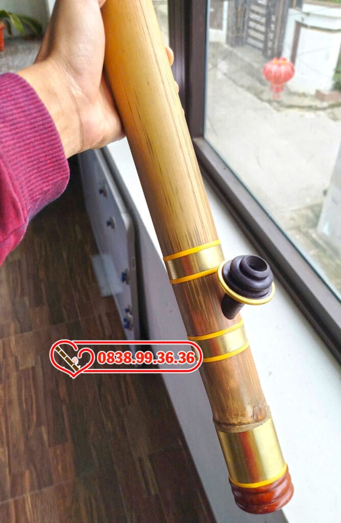 Điếu Cày Nứa 70cm Bọc Đồng Trơn Miệng Gỗ